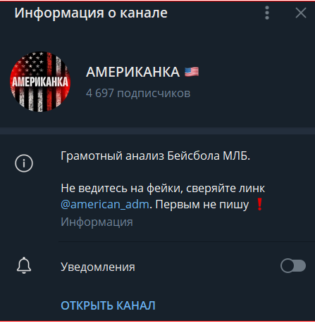 Описание канала Американка