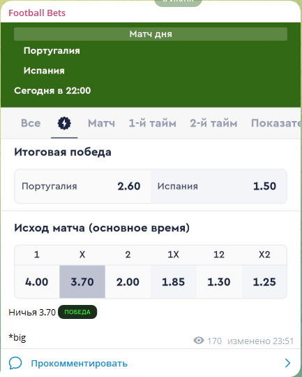 Прогноз на ничью в матче