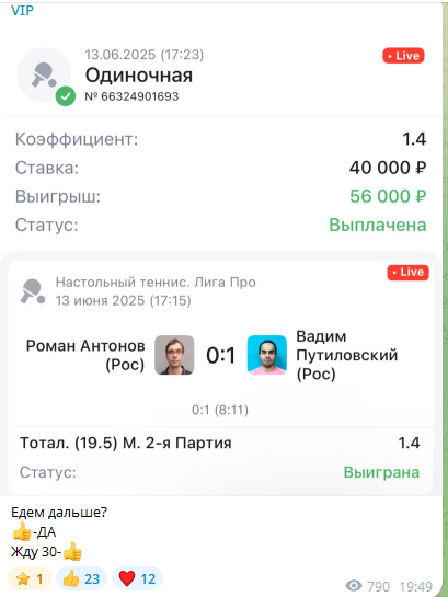 Ставка на ТМ в партии