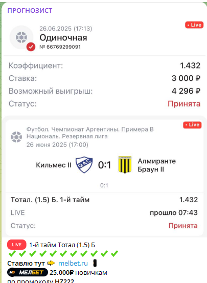 Бесплатный прогноз на канале