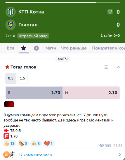 Прогноз в режиме лайв