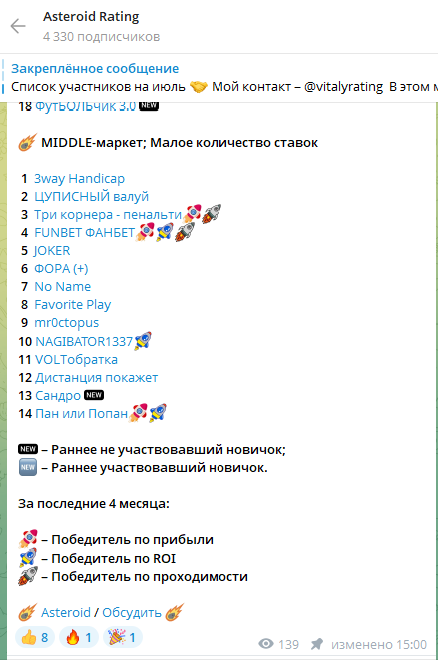 Сандро начал участвовать в Asteroid Rating