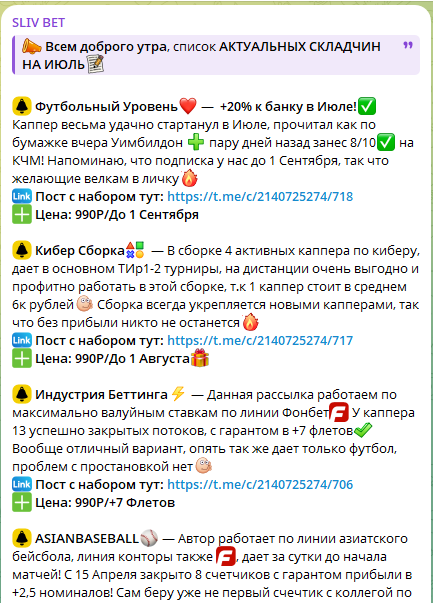 Виды рассылок канала Виды рассылок канала