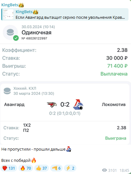 Kingbets Телеграмм отзывы